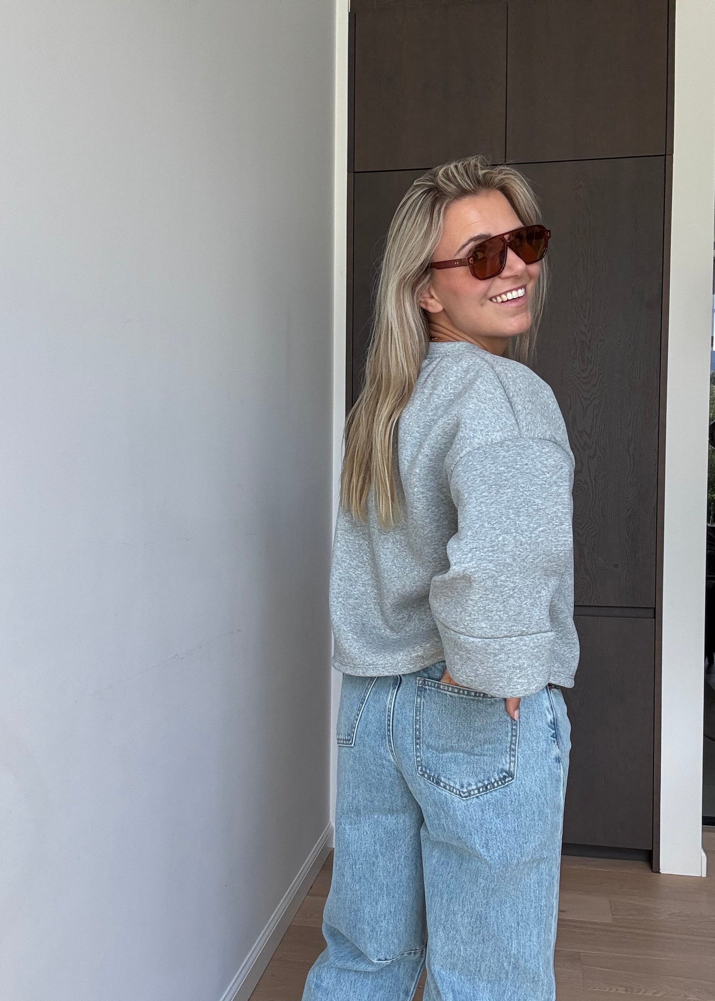 korte effen sweatshirt